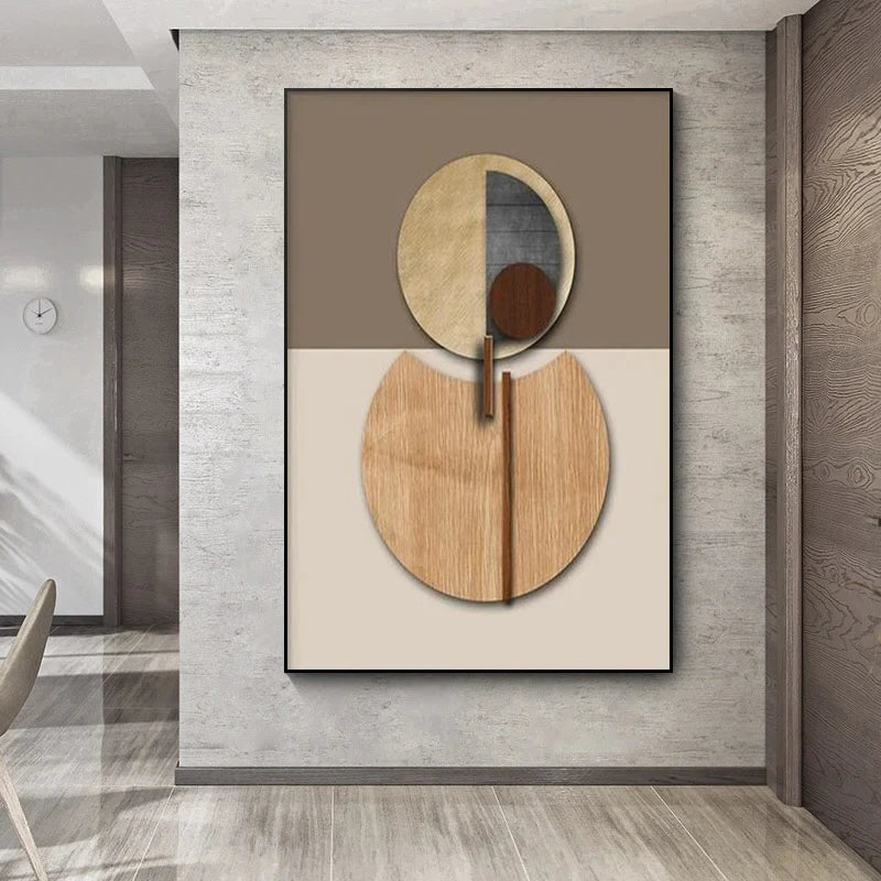 Neutral Tones Modern Aesthetics Abstract Sun Moon Wall Art Fine Art Canvas Prints - Neutral Tones Pictures For Entrance Hall Foyer Living Room Dining Room Art Decor