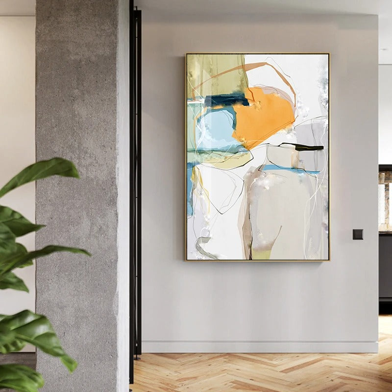 Nordic Color Chaos Abstract Wall Art Fine Art Canvas Prints - Art For Modern Apartment Living Room Hallway Foyer Art For Contemporary Interiors