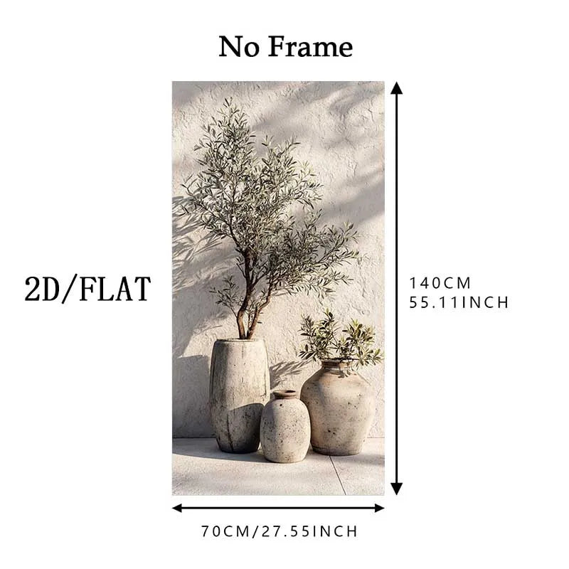 Rustic Olive Tree Vase Wall Art – Neutral Mediterranean Botanical Decor Unframed Canvas Print for Modern Minimalist Interiors
