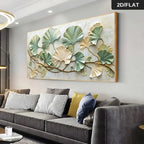 Extra Large Modern Ginkgo Canvas Wall Art Painting, Abstract Wall Art Picture For Living Room & Bedroom Decoration - Frameless
