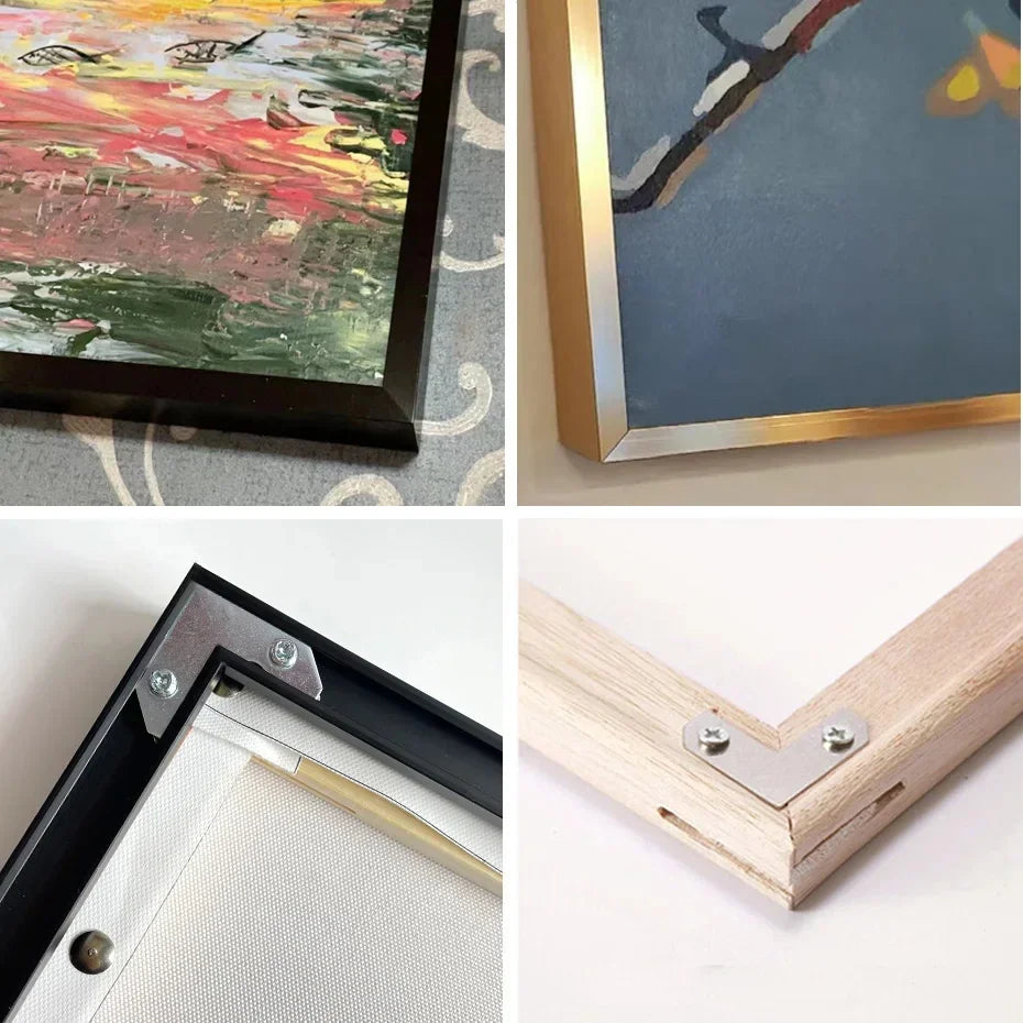DIY Luxury Picture Frame Kit 60x90cm 50x70cm 40x50cm etc Titanium Gold Teak Walnut Brushed Silver Aluminium Black - DIY Picture Framing Kit For Canvas Prints + Wooden Inner Frame