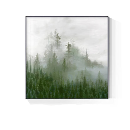 Colorful Blue Sky Floral Landscape Wall Art Fine Art Canvas Prints - Square Format Pictures For Living Room Bedroom Hotel Room Art For Modern Living