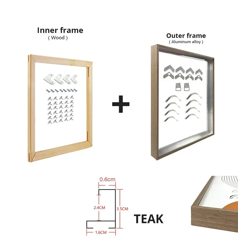 DIY Luxury Picture Frame Kit 60x90cm 50x70cm 40x50cm etc Titanium Gold Teak Walnut Brushed Silver Aluminium Black - DIY Picture Framing Kit For Canvas Prints + Wooden Inner Frame