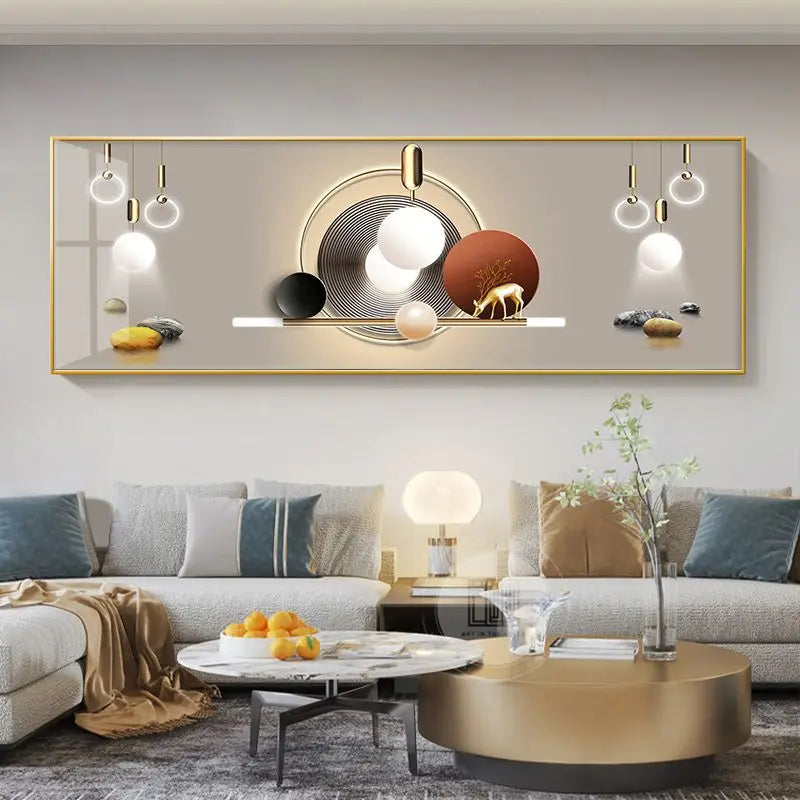 Wide Format Abstract Auspicious Wall Art Fine Art Canvas Prints - Feng Shui Wall Decor For Living Room Above The Sofa Light Luxury Pictures For Above The Bed