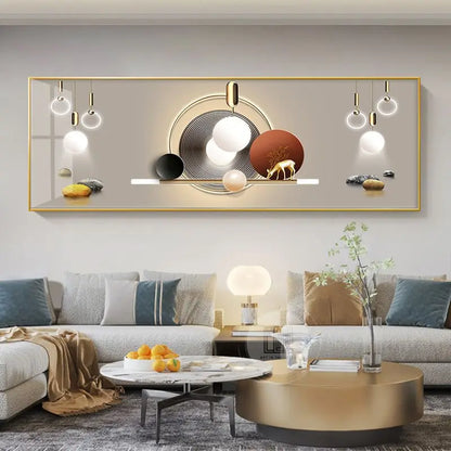 Wide Format Abstract Auspicious Wall Art Fine Art Canvas Prints - Feng Shui Wall Decor For Living Room Above The Sofa Light Luxury Pictures For Above The Bed