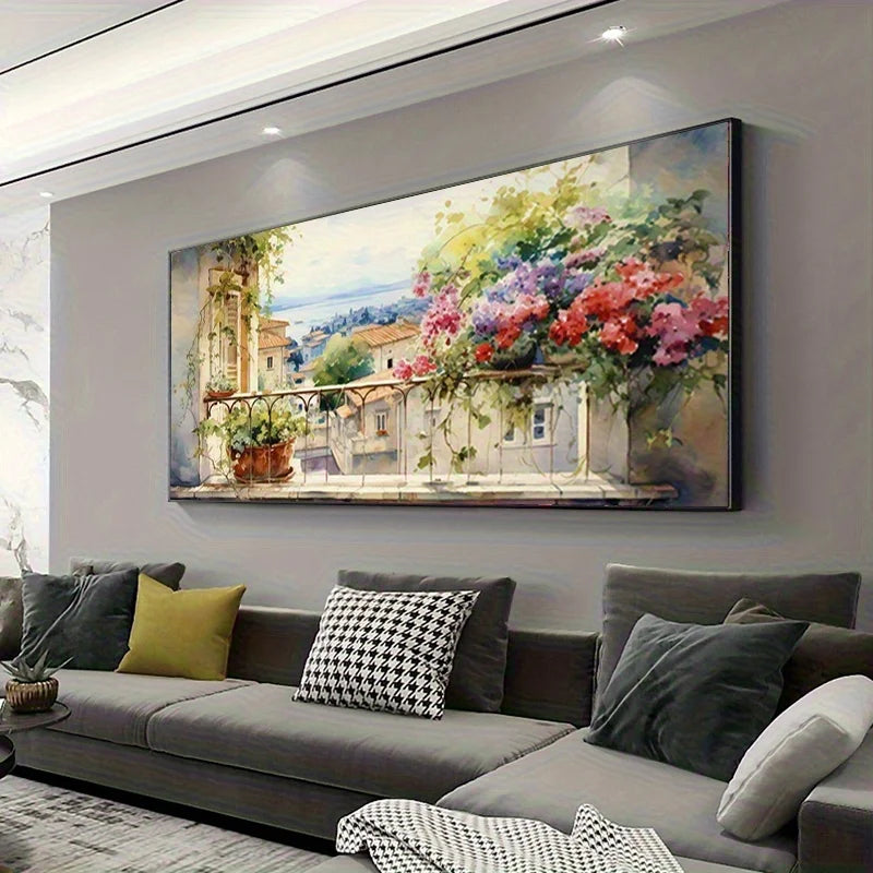 Frameless Modern Abstract Canvas Art Colorful Wildflower Pattern, Living Room, Bedroom, Hallway Wall Home Decor, 2D Flat Print