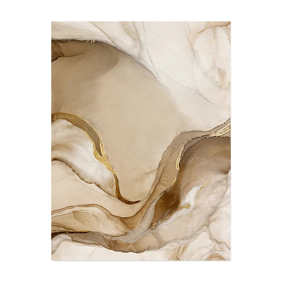 Modern Abstract Beige Brown Marble Print Wall Art Fine Art Canvas Prints - Artwork For Bohemian Style Living Room Bedroom Art For Modern Home Decor