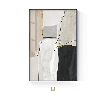 Neutral Colors Beige Grey Nordic Abstract Geomorphic Wall Art Fine Art Canvas Prints - Art For Modern Apartment Living Room Dining Room Home Office Decor