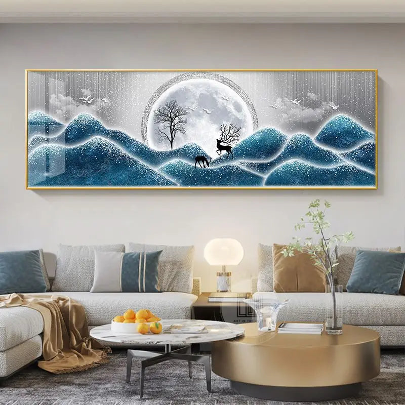 Wide Format Abstract Auspicious Wall Art Fine Art Canvas Prints - Feng Shui Wall Decor For Living Room Above The Sofa Light Luxury Pictures For Above The Bed