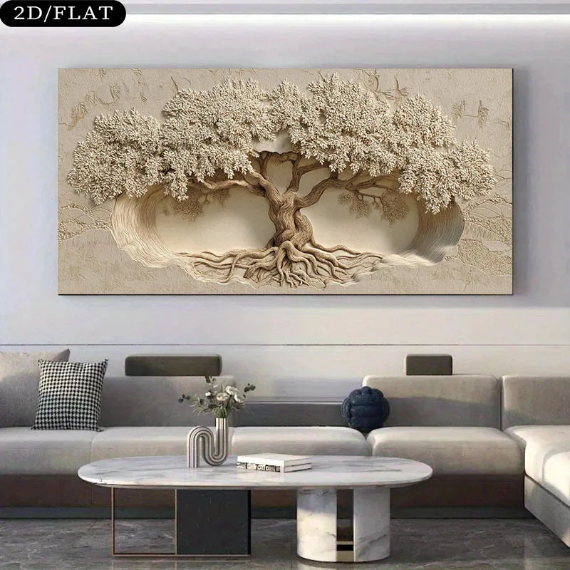 1pc Large Frameless Tree of Life Wall Art Canvas Print Poster, for Living Room, Bedroom, Large House Decor, 2D Flat Decor