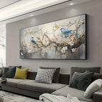 Birds and Cherry Blossoms Elegant Canvas Art Print Frameless Modern Abstract Wall Decor for Living Room, Bedroom, Large Wall Art