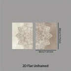 Neutral Mandala Floral Wall Art Set – Intricate White Symmetrical Pattern on Beige & Taupe – Canvas Prints For Living Room & Bedroom Decor