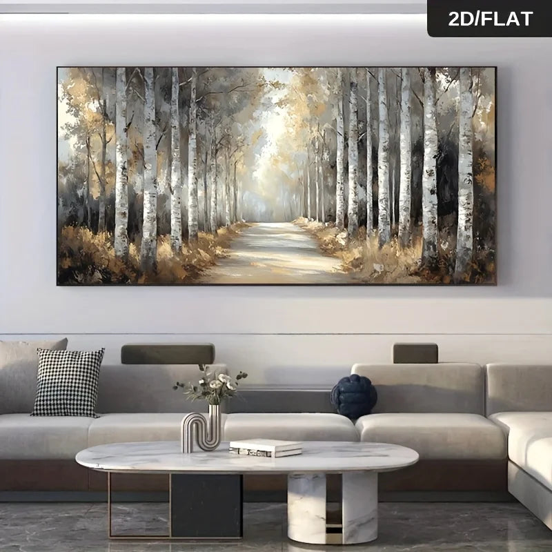 Frameless Modern Abstract Print Wall Art Retro Birch Forest Canvas Painting for Living Room Canvas Poster Corridor Bedroom Decor