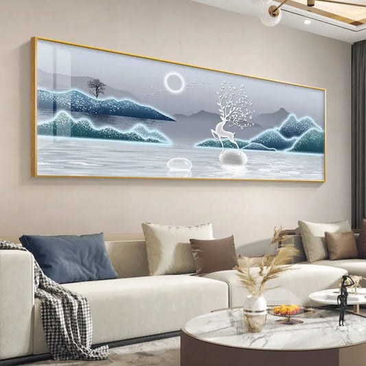 Wide Format Abstract Auspicious Wall Art Fine Art Canvas Prints - Feng Shui Wall Decor For Living Room Above The Sofa Light Luxury Pictures For Above The Bed