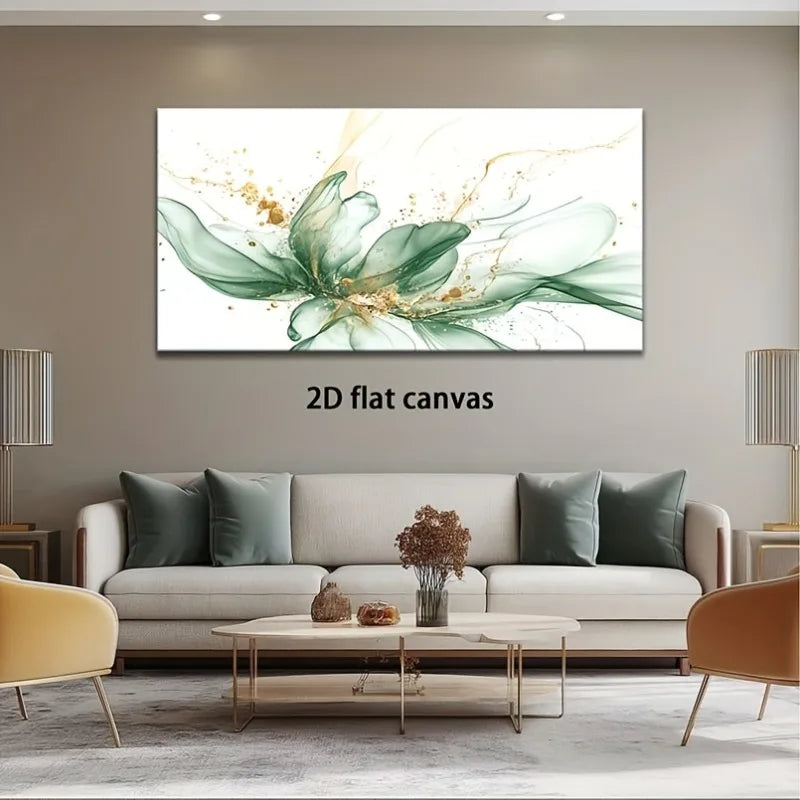 2D Flat Golden Flower Modern Abstract Painting Frameless Picture Living Room Bedroom Office Home Decor High Quality Print Canvas