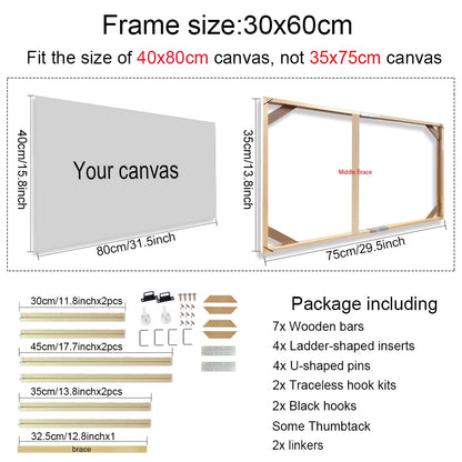 Real Wood Frames 30x40 50x70 80x120cm For Framing Canvas Prints DIY Framing Kits Canvas Stretcher Bars Natural Wood Easy To Assemble - Fixtures and Fittings Included