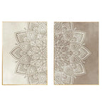 Neutral Mandala Floral Wall Art Set – Intricate White Symmetrical Pattern on Beige & Taupe – Canvas Prints For Living Room & Bedroom Decor