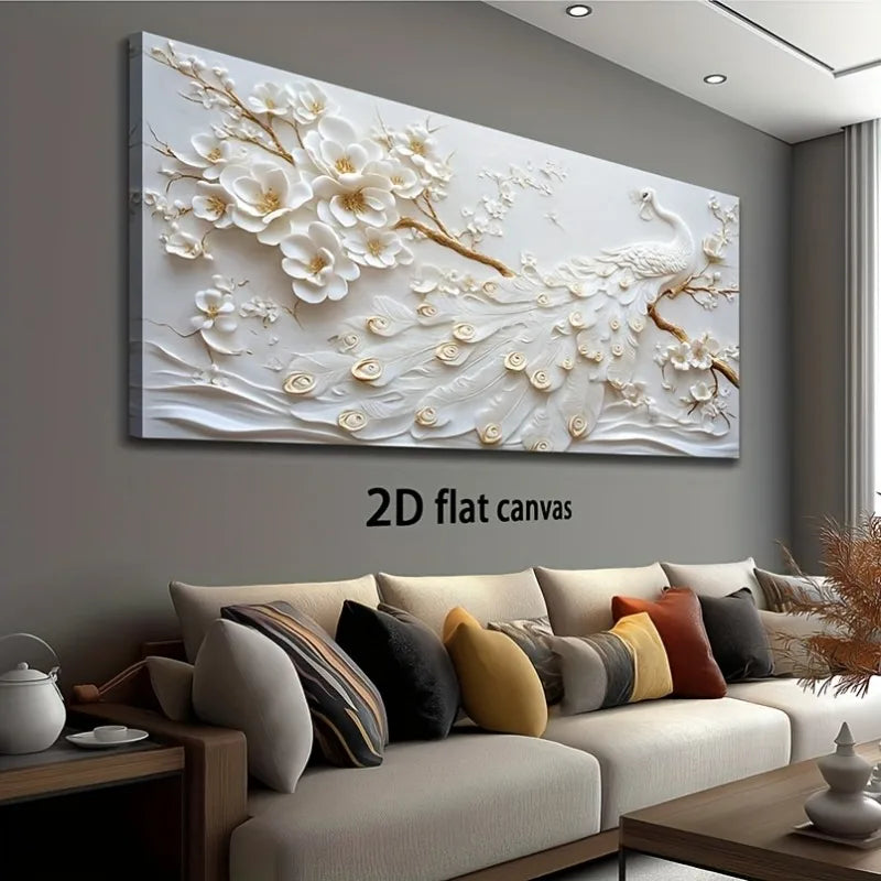 Extra Large Modern Flower Canvas Wall Art, Frameless Abstract Painting Picture for Living Room Bedroom Office Home Decoration