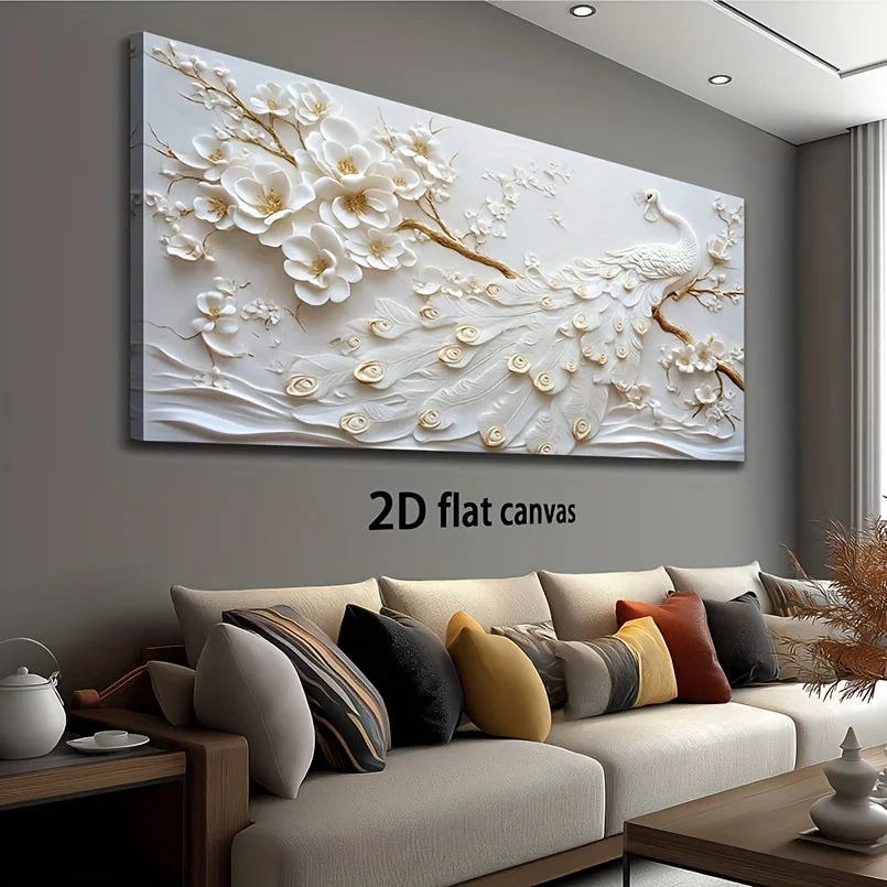 Extra Large Modern Flower Canvas Wall Art, Frameless Abstract Painting Picture for Living Room Bedroom Office Home Decoration