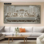 The Last Supper Unframed Canvas Print Wall Art – Monochrome Textured Classical Relief Design for Modern Living Room & Contemporary Decor