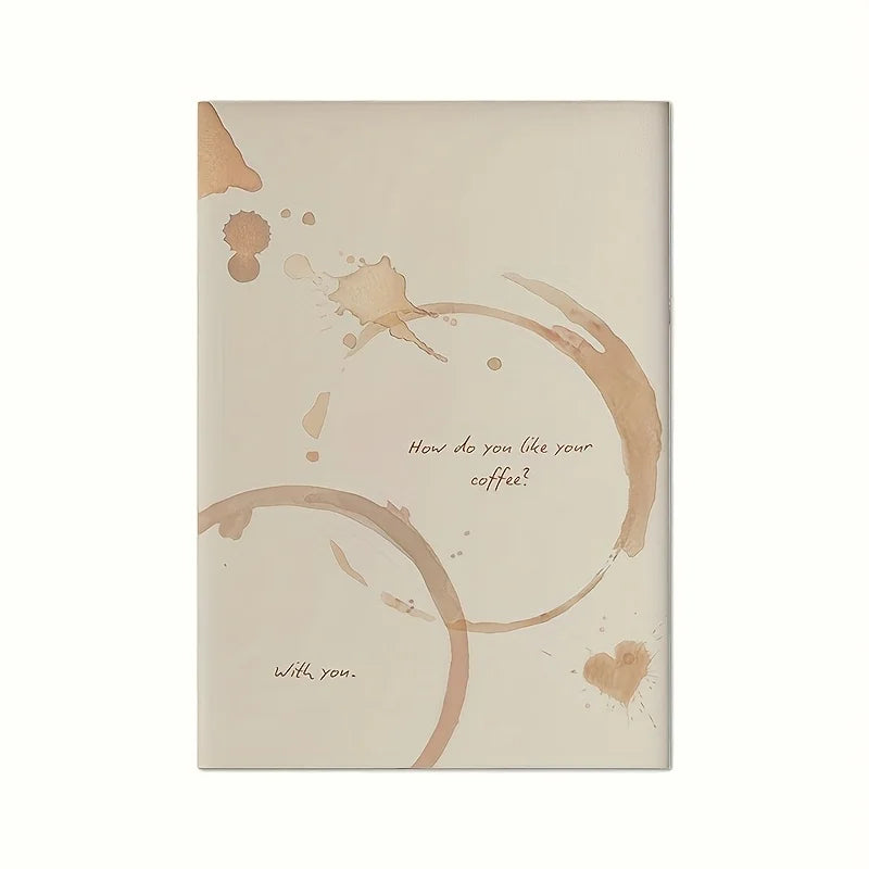 Minimalist Coffee Quote Wall Art – Neutral Brown Cup Ring Stain Design with Romantic Quote – Canvas Artwork for Kitchen / Café & Bedroom