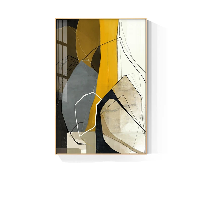 Colorful Nordic Geomorphic Wall Art Fine Art Canvas Prints - Modern Abstract Artworks For Contemporary Apartment Living Room Dining Room Bedroom Art Decor