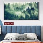 Misty Evergreen Forest Unframed Canvas Print Wall Art – Wide Format Landscape Artwork for Living Room, Bedroom & Above The Sofa Decor