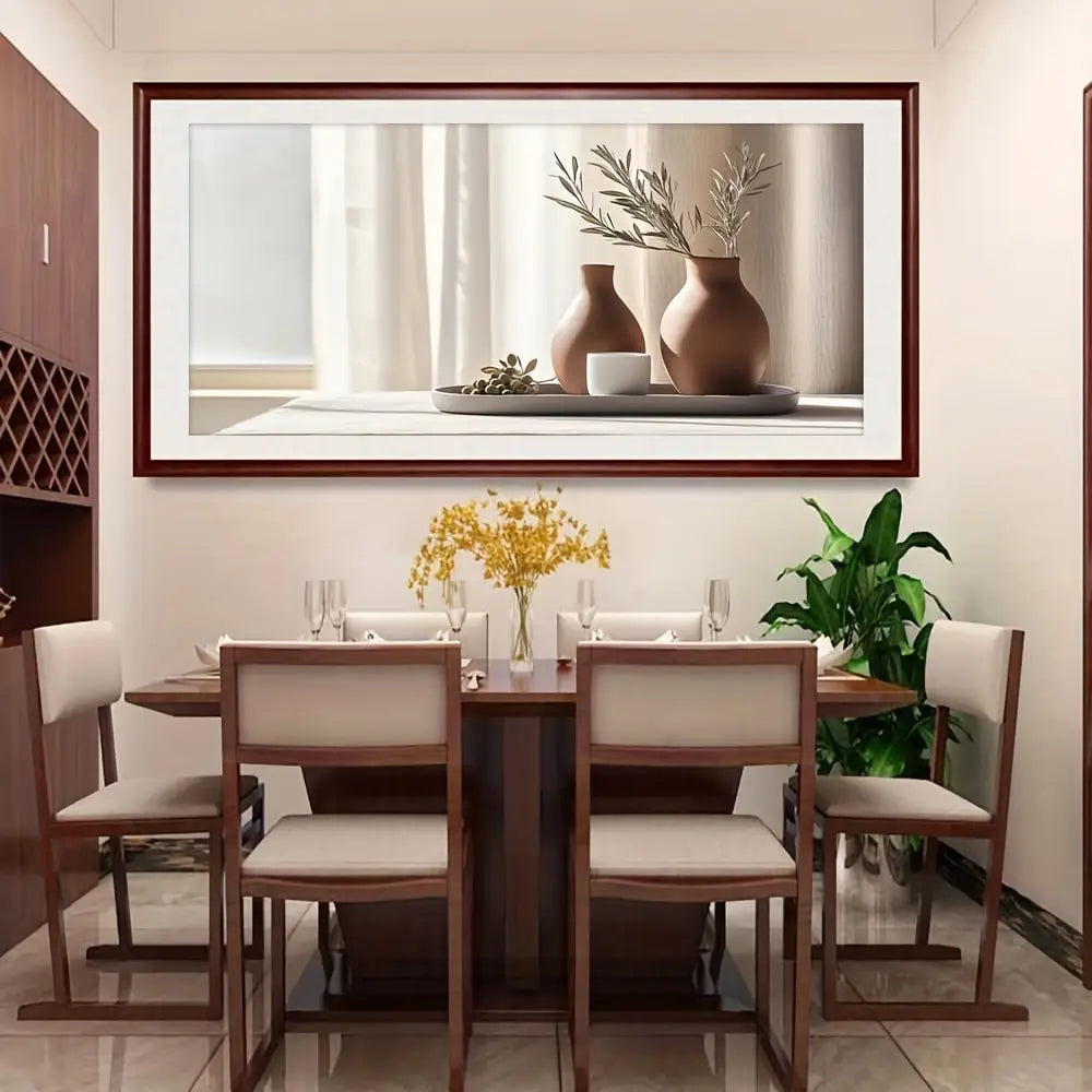 Mediterranean Vase Still Life Wall Art Fine Art Canvas Prints - Neutral Color Tones Contemporary Art For Living Room Dining Room Art For Modern Home Decor