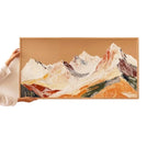 Large Abstract Sunrise Mountain Landscape Canvas Print Wall Art – Warm Orange & Brown Artwork for Modern Apartment Home Decor