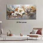 Canvas Wall Art Golden White Flowers Modern Abstract Painting Frameless Picture Living Room Bedroom Office Home Decoration