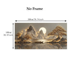 Golden Mountain Lake Wall Art Canvas Print – Serene Sunlit Landscape Artwork for Modern Dining Room, Zen Interior & Contemporary Home Decor