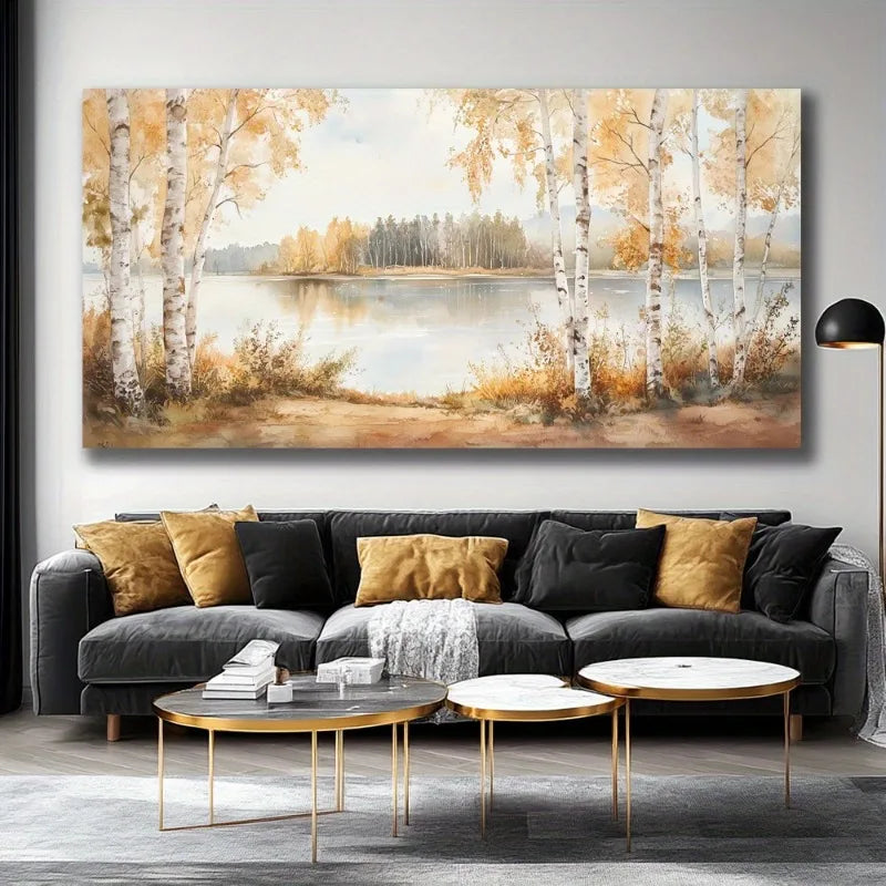 Vintage Landscape Painting, Autumn Scenery Frameless for Living Room, Bedroom, Office Decor, Modern Canvas Print Home Decorate