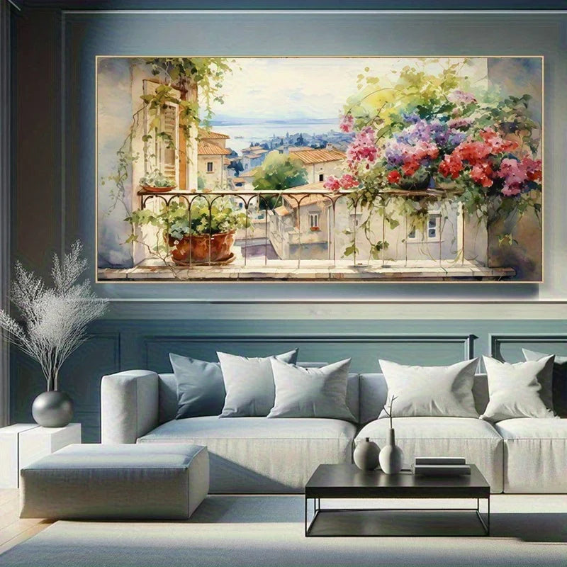 Frameless Modern Abstract Canvas Art Colorful Wildflower Pattern, Living Room, Bedroom, Hallway Wall Home Decor, 2D Flat Print