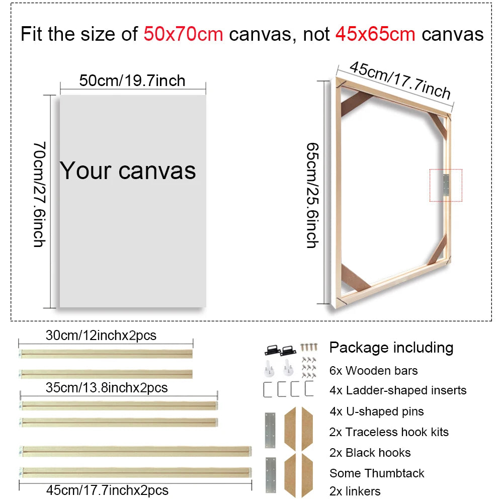 Wooden Frames 40x50 60x90 50x70cm For Framing Canvas Prints DIY Framing Kits Canvas Stretcher Bars Natural Wood Easy To Assemble - Fixtures and Fittings Included