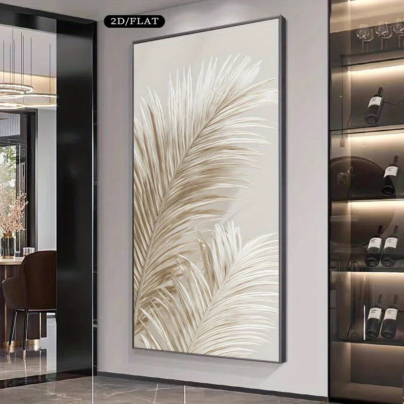 Premium Beige Palm Leaves Wall Art for Modern Neutral Living Room Décor Minimalist Botanical Aesthetic Wall Art For Foyer Natural Home Styling