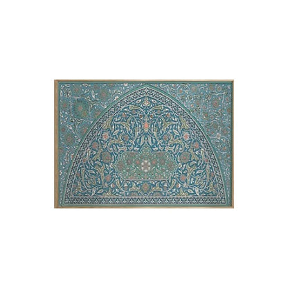 Islamic Geometric Tile Canvas Print Wall Art – Blue, Green & Orange Traditional Pattern Design for Dining Room, Middle Eastern Home Décor