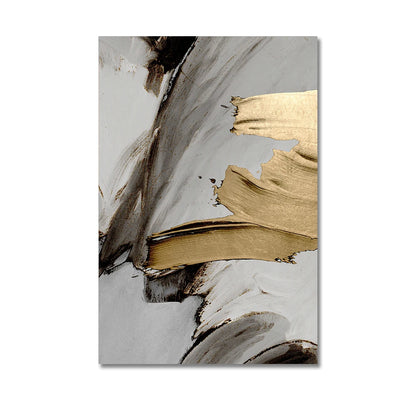 Elegant Golden Grey Abstract Wall Art Fine Art Canvas Prints - Pictures For Modern Apartment Living Room Dining Room Contemporary Bedroom Art Decor