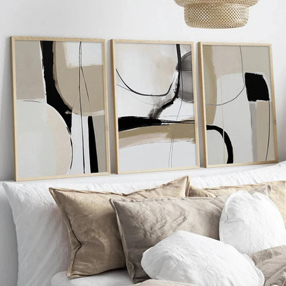 Neutral Colors Scandinavian Minimalist Wall Art Fine Art Canvas Prints - Nordic Abstract Pictures For Living Bedroom Dining Room Art For Modern Home Decor