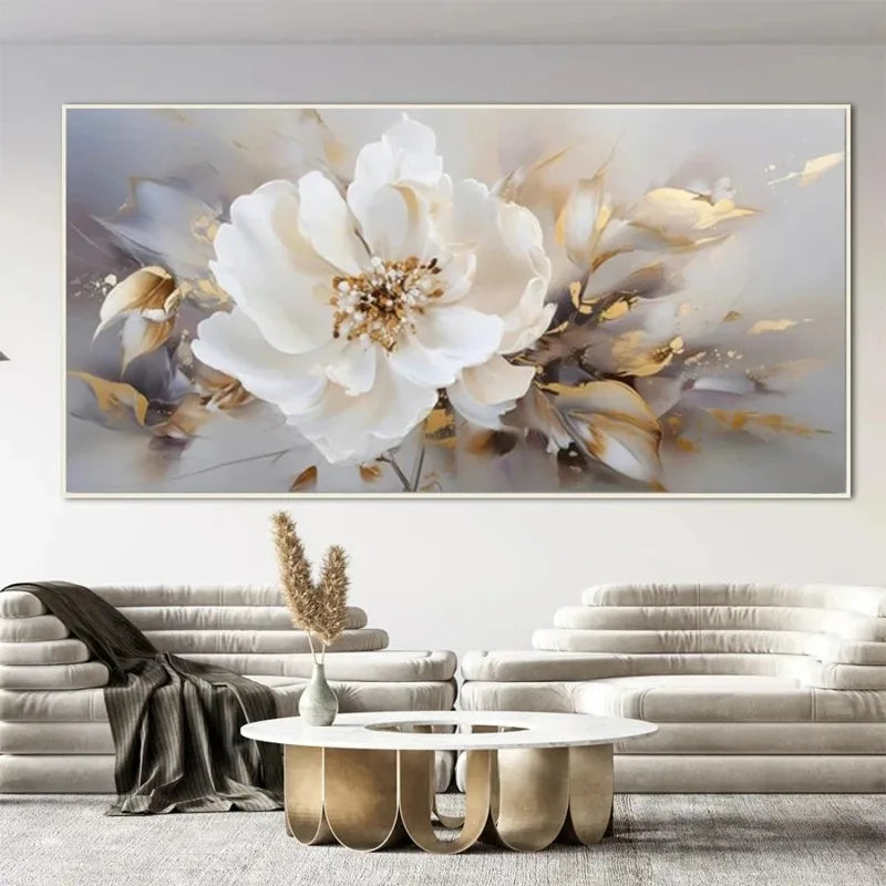 Extra Large Abstract Floral Canvas Wall Art Paintings, Frameless Modern Wall Art Picture For Living Room and Bedroom Home Decor