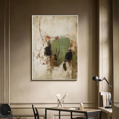 Large Modern Abstract Brushstroke Canvas Print Wall Art – Earthy Neutral Unframed Painting for Contemporary Living Room & Office Interior Decor