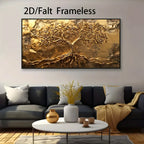 Golden Tree of Life Unframed Canvas Print Wall Art – Auspicious Abstract Botanical Artwork for Modern Living Room & Contemporary Home Decor