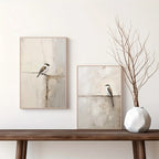 Neutral Bird Wall Art Set – Soft Beige & Gray Minimalist Bird Illustration Prints – Modern Artworks for Living Room, Entryway & Bedroom Decor