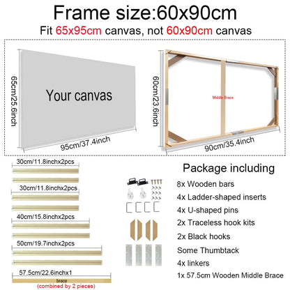 Real Wood Frames 30x40 50x70 80x120cm For Framing Canvas Prints DIY Framing Kits Canvas Stretcher Bars Natural Wood Easy To Assemble - Fixtures and Fittings Included