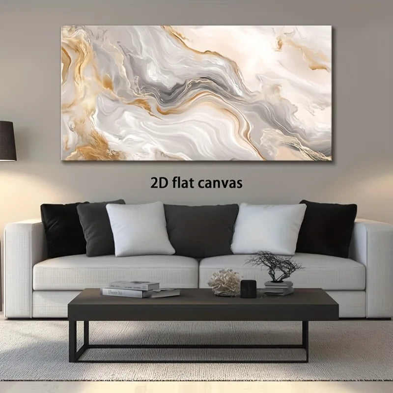 Canvas Wall Art 2D Flat Marble Waves Abstract Painting Frameless Living Room Bedroom Office Home Decor High Quality Print Canvas