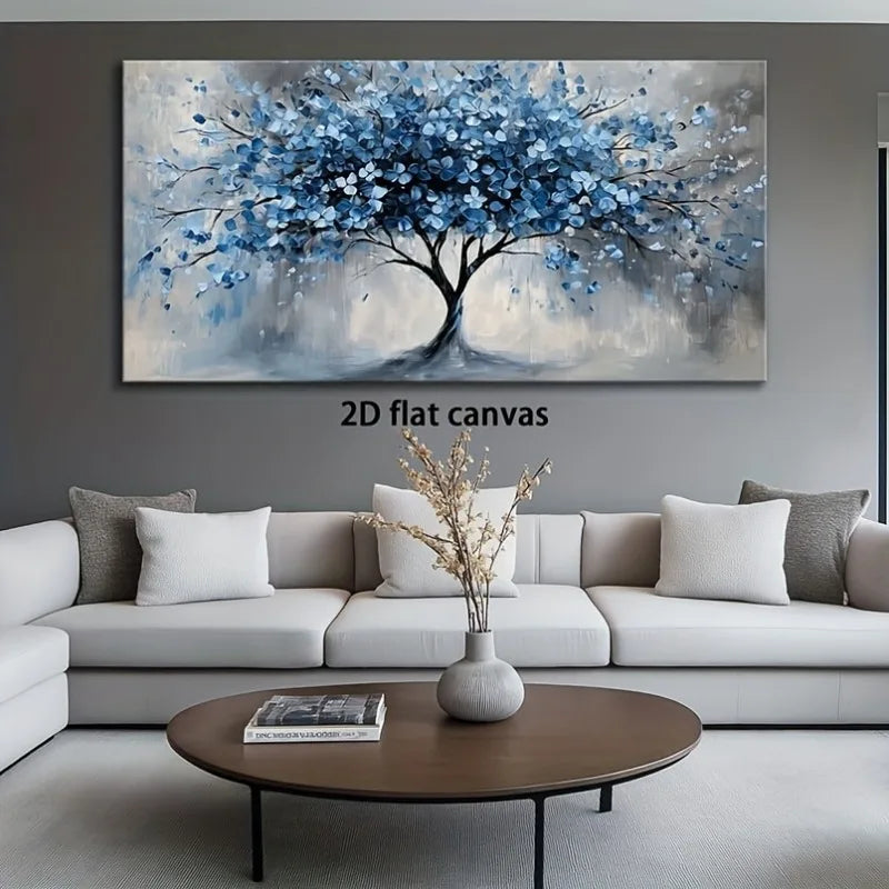 Blue Tree of Life Modern Abstract Painting Frameless Picture Living Room Bedroom Office Home Deco High Quality Print on Canvas