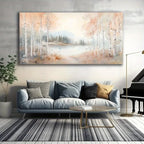 1pc Birch Lined Lake Canvas Wall Art Painting, Frameless Canvas Wall Art Picture Living Room Printing Art Office Home Decortion