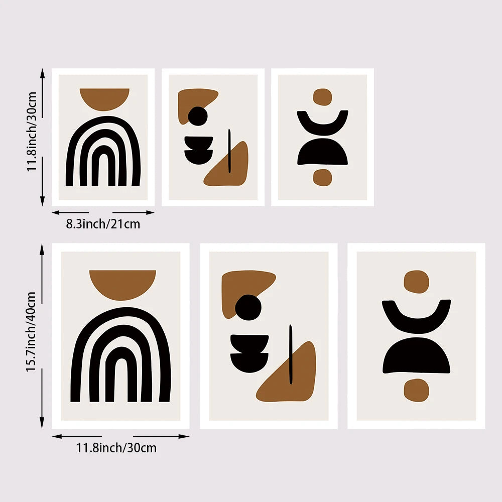 Set of 3Pcs Brown Black Beige Geometric Minimalist Wall Art Fine Art Canvas Prints - Pictures For Living Room Bedroom Dining Room Wall Decor For Simple Living