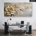 Luxury Cream Petal Relief Design Floral Canvas Print Unframed Wall Art –  Neutral Background for Modern Elegant Living Room Decor