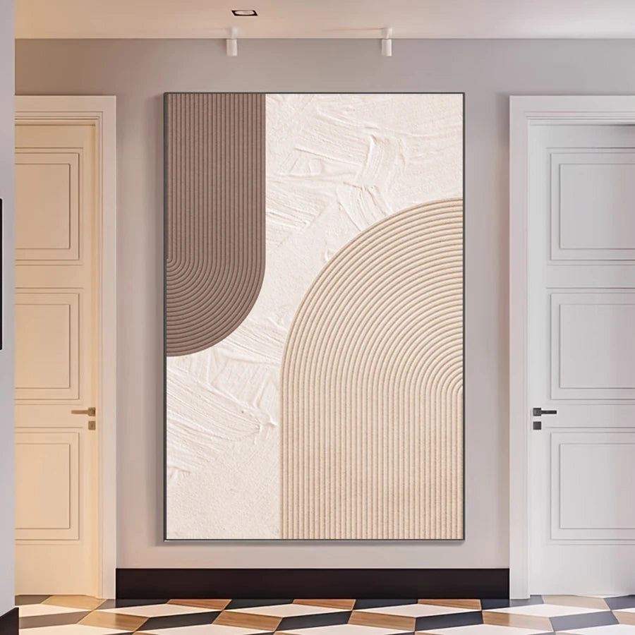 Neutral Colors Minimalist Abstract Geometric Wall Art Fine Art Canvas Prints - Modern Art For Reception Room Foyer Living Room Art For Contemporary Apartment Decor