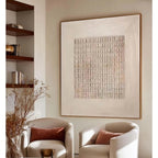 Neutral Grid Abstract Wall Art – Minimalist Beige & Cream Geometric Pattern Design – Art for Calm Living Room & Contemporary Home Decor